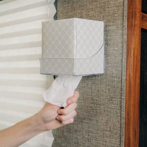 Camco Facial Tissue Holder, Pop-A-Tissue, Holds Most Boutique Size Tissue Brands, Under Cabinet Screw IN Mount, Clear, Plastic – 57101