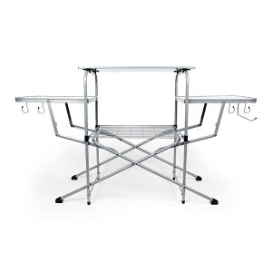 Camco Table, 57-3/4 Inch Width X 19 Inch Length X 32 Inch Height, Folding, Polished, Aluminum Top/ Steel Frame, With Storage Bag – 57293