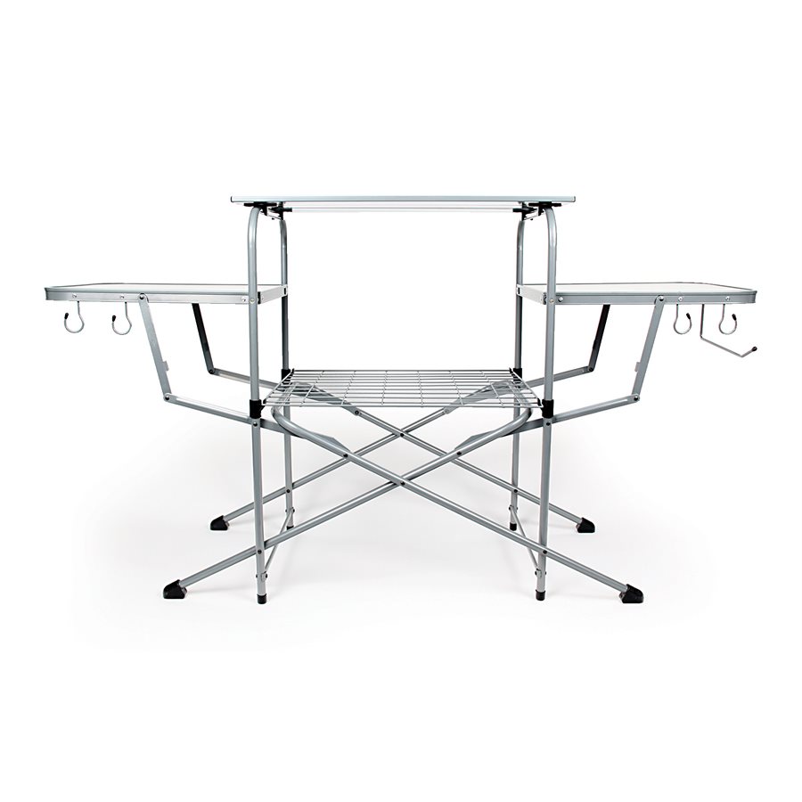 Camco Table, 57-3/4 Inch Width X 19 Inch Length X 32 Inch Height, Folding, Polished, Aluminum Top/ Steel Frame, With Storage Bag – 57293