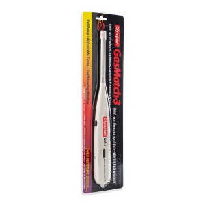 Camco Lighter, Olympian Gas Match, 14-3/4 Inch Length, Continuous Battery Ignition, With Flexible Shaft, Refillable, With Adjustable Flame – 57433