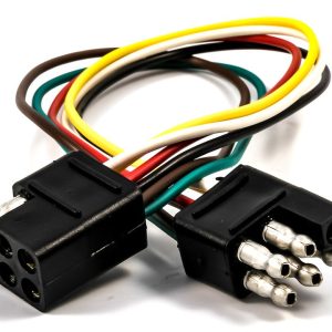 Camco Trailer Wiring Connector, 6-WAY Flat, 18 Gauge, 12 Inch Lead Wire Length, With Header Bag – 64860