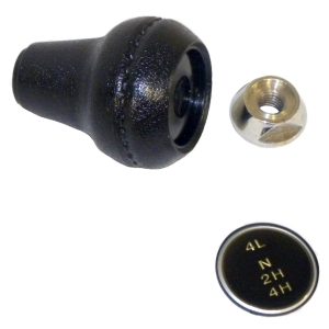 Crown Automotive Manual Trans Shifter Knob, Twist on, Round, Black, With Nut and Shift Insert – 3241430K