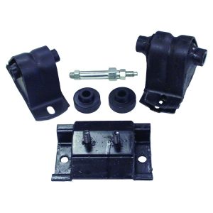Crown Automotive Motor and Trans Mount Set, Black, Steel, With 2 Engine Mounts/ 1 Transmission Mount/ 2 Inculators/ 1 Stud – 52017534K