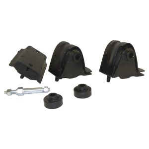 Crown Automotive Motor and Trans Mount Set, Black, Steel, With 2 Engine Mounts/ 1 Transmission Mount/ 2 Inculators/ 1 Stud – 52019201K