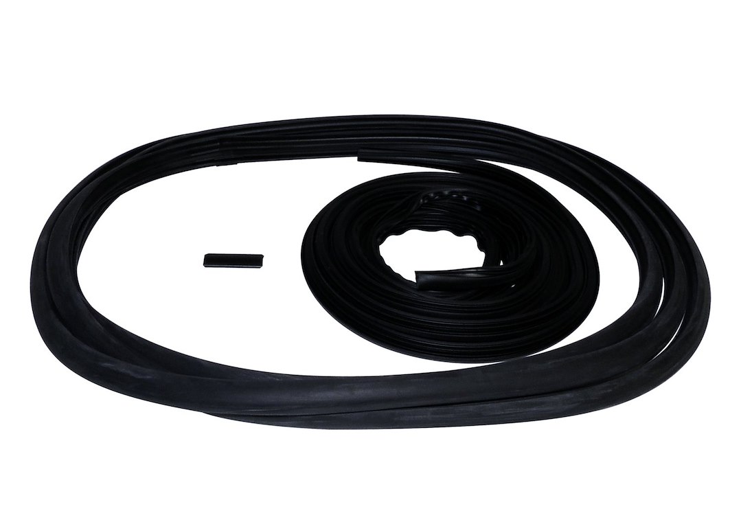 Crown Automotive Windshield Frame Weather Stripping, Direct-Fit, Black Rubber, With Windshield Moulding and Windshield Weatherstrip Cap – 55019988K