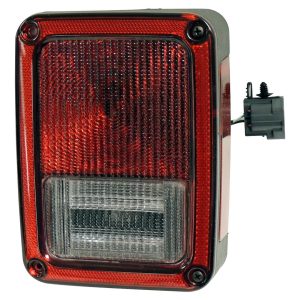 Crown Automotive Tail Light Assembly, Red/ Clear Lens, Plastic Black Housing, Incandescent, White Bulb, Single, With Wiring – 55077890AC