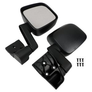 Crown Automotive Exterior Mirror, Aftermarket Replacement, Set of 2, Black, Manual Type, Foldaway, Without Heated Mirrors – 55395060K