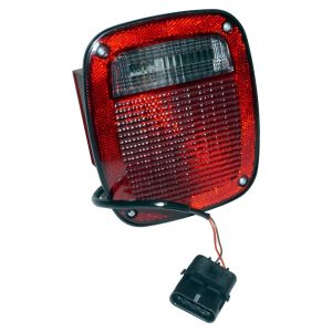 Crown Automotive Tail Light Assembly, OEM Replacement, Red Lens with Clear Reverse, Black Housing, With License Plate Light, Single – 56016721