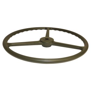 Crown Automotive Steering Wheel, 17 Inch Diameter, 3 Spoke, Finger Grips, Painted/ Olive Green, Without Cruise Control, 36 Spline – 7375336