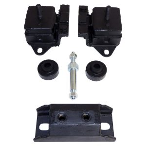 Crown Automotive Motor and Trans Mount Set, Black, Steel, With 2 Engine Mounts/ 1 Transmission Mount/ 2 Inculators/ 1 Stud – 8128488K