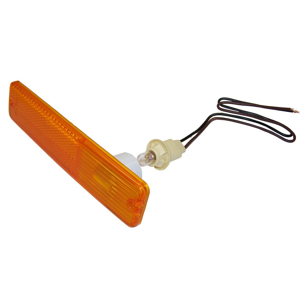 Crown Automotive Side Marker Light, Mounts to Fender, Amber Lens, With 194 Bulb, With Socket Pigtail, Single – 994020K