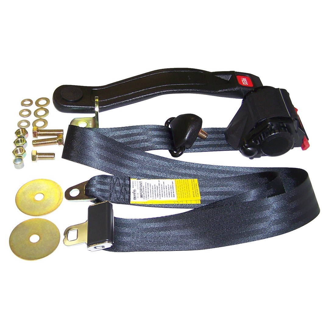 Crown Automotive Seat Belt, OEM Replacement, 3 Point, Latch, Black, Single, Retractable, With Hardware – BELT3B