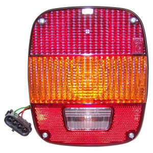 Crown Automotive Tail Light Assembly, Incandescent, Red/ Amber/ Clear Lens, Single – J5764204