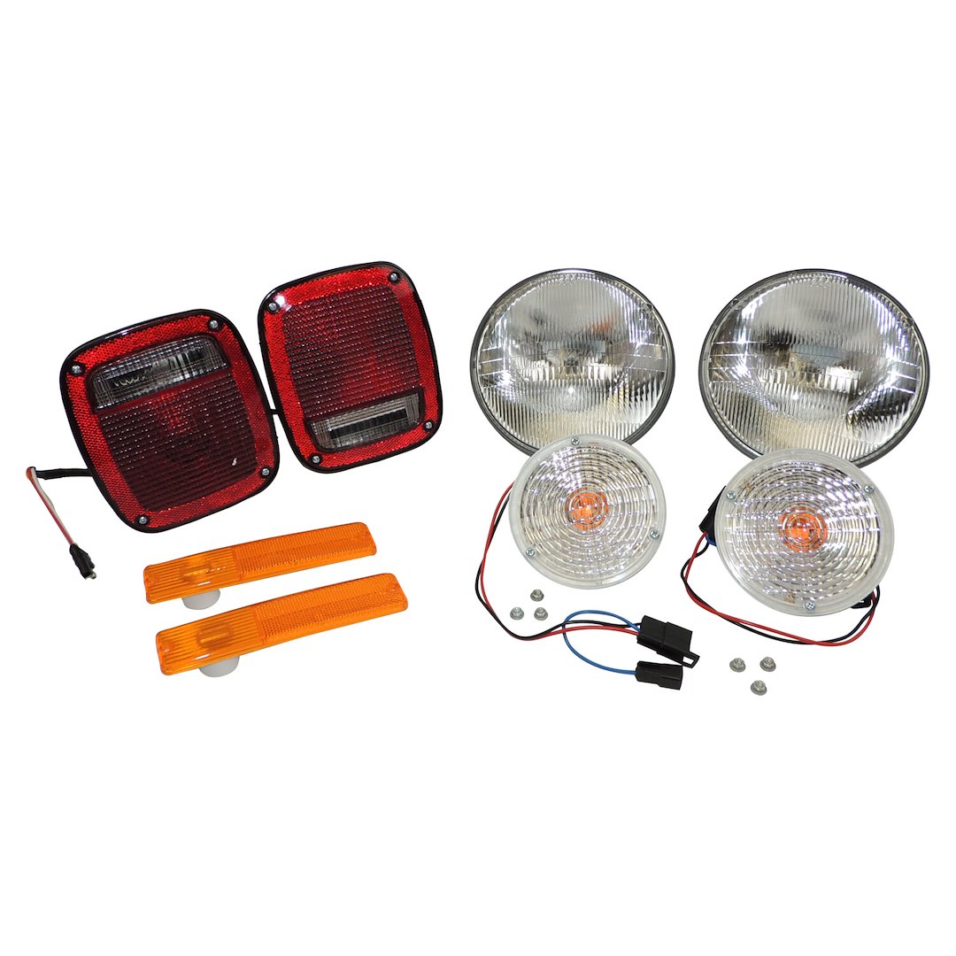 Crown Automotive Vehicle Light Upgrade Kit, With Two Headlights/ Two Side Marker Lights/ Two Parking Lights/ Two Tail Lights – LK1