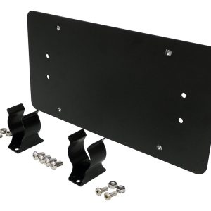 Crown Automotive License Plate Bracket, Mounts to Fairlead Roller, Flat Black, Metal, With Hardware – RT26075
