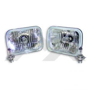 Crown Automotive Headlight Conversion Kit, Rt Off-Road, Replaces Sealed Beam Headlight, 200 Millimeter Rectangular, Standard Lens, H4 Bulb – RT28005