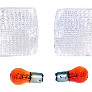 Crown Automotive Parking/ Turn Signal Light Assembly, Rt Off-Road, Clear Lens, Amber Bulbs, Set of 2 – RT28012
