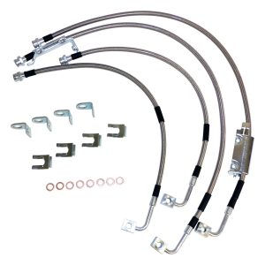 Crown Automotive Brake Line, Rt Off-Road, Steel Braided, Front Hoses Are 35-1/2 Inch Length/ Rear Hoses 23-1/2 Inch Length – RT31049