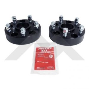 Crown Automotive Wheel Spacer, Rt Off-Road, 5 X 5.00 Inch Bolt Pattern, 1-1/2 Inch Width, Anodized Black, Aluminum and Steel, Set of 2 – RT32019