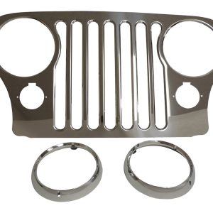 Crown Automotive Grille Trim Cover, Rt Off-Road, Complete Grille Trim, Chrome, Stainless Steel, With Headlight Bezels – RT34031