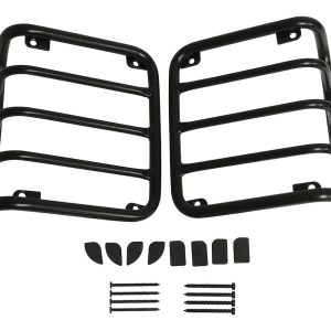 Crown Automotive Tail Light Guard, Rt Offroad, Traditional Style, Powder Coated, Black, Stainless Steel, Set of 2 – RT34102