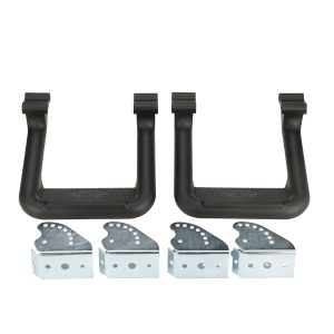 Carr Truck Step, Hoop II, Cab Mount, Direct-Fit, Set of 2, Flat Step, Non-Extendable, Stationary, Textured Powder Coated, Matte Black – 105771