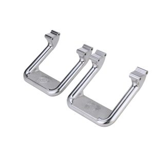 Carr Truck Step, Hoop II, Cab Mount, Direct-Fit, Set of 2, Flat Step, Non-Extendable, Stationary, Polished Aluminum – 108222