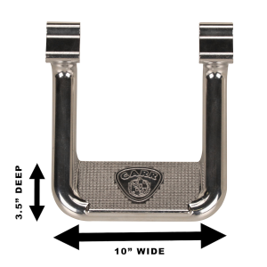 Carr Truck Step, Hoop II, Cab Mount, Direct-Fit, Set of 2, Flat Step, Non-Extendable, Stationary, Polished Aluminum – 108222