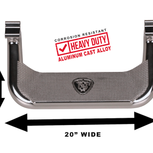Carr Truck Step, Super Hoop, Cab Mount, Direct-Fit, Set of 2, Flat Step, Non-Extendable, Stationary, Polished, Aluminum – 127442