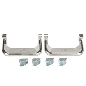 Carr Truck Step, Super Hoop, Cab Mount, Multi-Fit, Set of 2, Flat Step, Non-Extendable, Stationary, Polished Aluminum – 124872