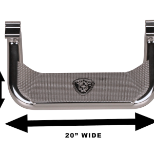 Carr Truck Step, Super Hoop, Cab Mount, Direct-Fit, Set of 2, Flat Step, Non-Extendable, Stationary, Polished Aluminum – 128222