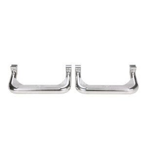 Carr Truck Step, Super Hoop, Cab Mount, Direct-Fit, Set of 2, Flat Step, Non-Extendable, Stationary, Polished Aluminum – 128222