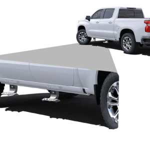 Carr Truck Step, Maxno-Drill, Rocker Panel Mount, Single, Flat Step, Non-Extendable, Stationary, Powder Coated, XP3 Black, Aluminum – 140101-1