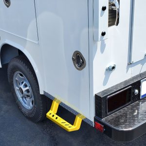 Carr Truck Step, Service Truck Box Mount, Single, Flat Step, Non Extendable, 500 Pound Weight Capacity, Stationary, Textured Powder Coated – 150101-1