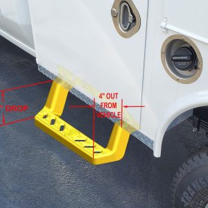 Carr Truck Step, Service Truck Box Mount, Single, Flat Step, Non Extendable, 500 Pound Weight Capacity, Stationary, Textured Powder Coated – 150101-1