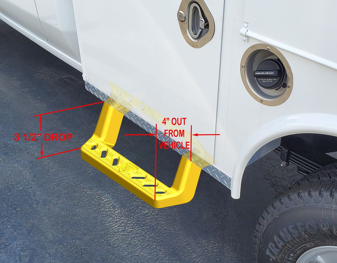 Carr Truck Step, Service Truck Box Mount, Single, Flat Step, Non Extendable, 500 Pound Weight Capacity, Stationary, Textured Powder Coated – 150101-1