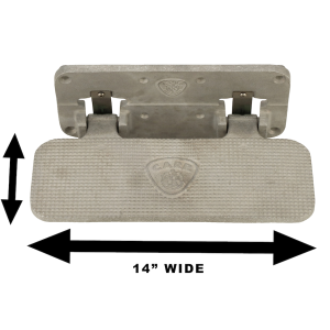 Carr Truck Step, Mega, Bolt-On Surface Mount, 14 X 6 Inch, Single, Flat Step, 500 Pound Capacity, Non-Extendable, Foldable, Mechanical Matte – 190005