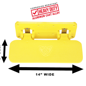 Carr Truck Step, Mega, Bolt-On Surface Mount, 14 X 6 Inch, Single, Flat Step, 500 Pound Capacity, Non-Extendable, Foldable, Powder Coated – 190007