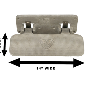 Carr Truck Step, Mega, 2 or 2-1/2 Inch Receiver Hitch Mount, 14 X 6 Inch, Single, Flat Step, 500 Pound Capacity, Non-Extendable, Foldable – 190015
