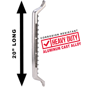 Carr Exterior Grab Bar, Polished, Silver, Alloyed Aluminum, 20 Inch Length, Without Light, Single – 200042