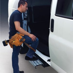 Carr Truck Step, Work Truck Series, Side Body Mount, Single, Flat 24 Inch Step, 500 Pound Weight Capacity, Non-Extendable, Tuck Away – 501070