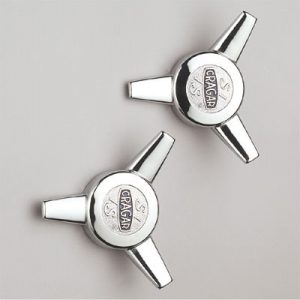 Carlstar Wheel Center Cap, S/S Series Wheel, 3 Prong Spinner Cap, Chrome, Aluminum, Bolt on, Set of 2, Also Use 09095-2 – A-09095-2