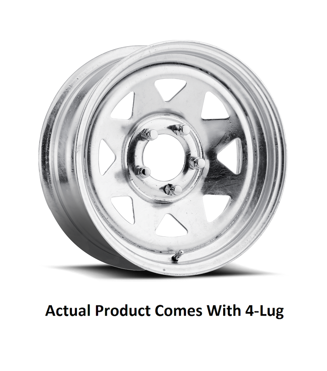 Carlstar Trailer Wheel, Highway Series, 12 Inch Diameter X 4 Inch Width, 4 X 101.6 Millimeter/ 4 X 4.00 Inch Bolt Pattern – 1222683400B