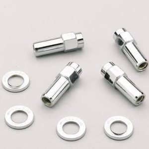 Carlstar Lug Nut, 7/16 Inch X 20 Thread Size, Mag Shank, Extra Long Shank, Chrome Plated, Steel, Set of 4, With Center Hole Washer – 27881-4