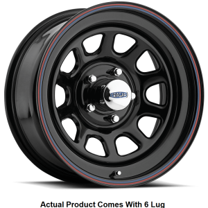 Carlstar Wheel, Black D Window 342, 15 Inch Diameter X 8 Inch Width, 6 X 139.7 Millimeter/ 6 X 5.50 Inch Bolt Pattern – 1527565565B