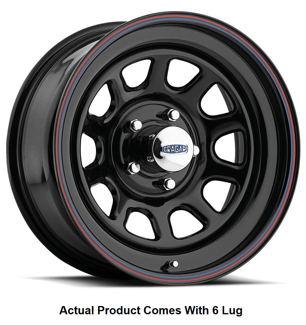 Carlstar Wheel, Black D Window 342, 15 Inch Diameter X 8 Inch Width, 6 X 139.7 Millimeter/ 6 X 5.50 Inch Bolt Pattern – 1527565565B