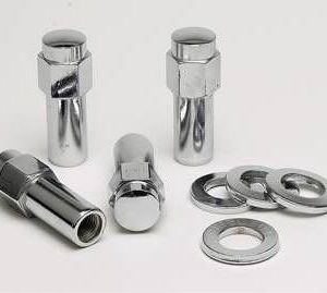 Carlstar Lug Nut, 12 Millimeter X 1.5 Thread Size, Mag Shank, Extra Long Shank, Chrome Plated, Steel, Set of 4, With Center Hole Washer – A-27775-4