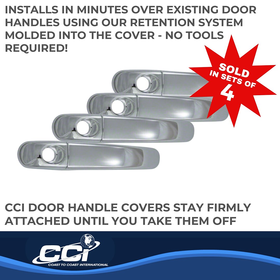 Coast to Coast Exterior Door Handle Cover, Chrome Plated, ABS Plastic, Without Door Handle Trim, Without Keyhole – CCIDH68562B