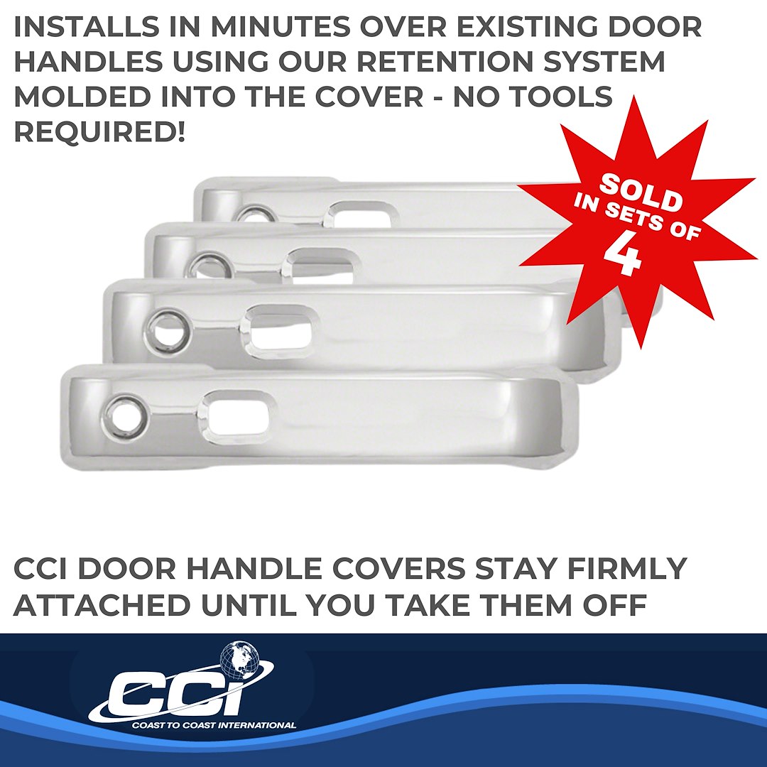 Coast to Coast Exterior Door Handle Cover, Chrome Plated, ABS Plastic, With Door Handle Trim, With Smart Key, With Covers for 4 Doors – CCIDH68570S