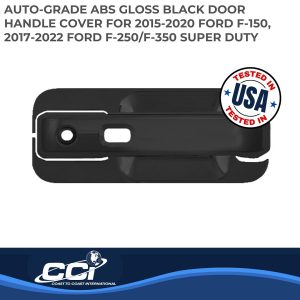 Coast to Coast Exterior Door Handle Cover, Black, ABS Plastic, With Door Handle Trim, With Smart Key, With Covers for 4 Doors – CCIDH68570SBK